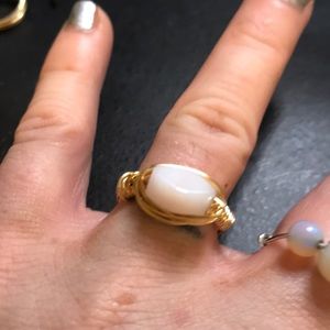 Pink Opal bead ring wired